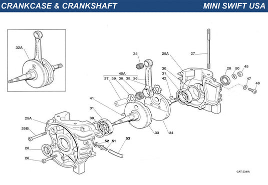 Top Kart USA - IAME Mini Swift Crankcase and Crankshaft Group