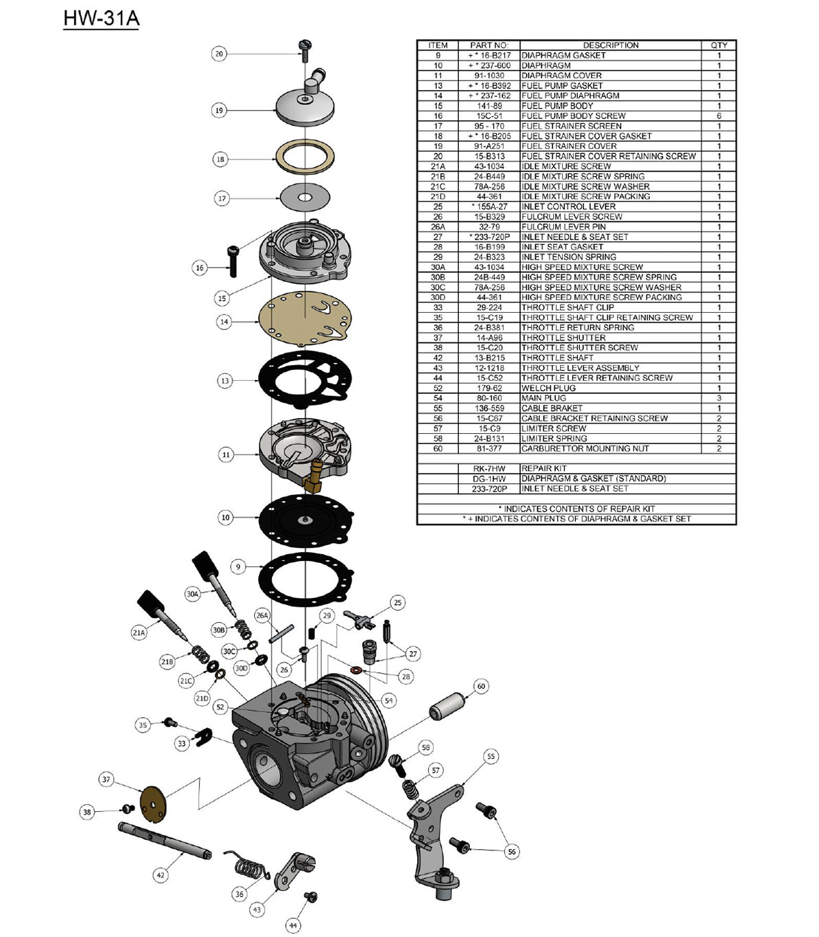 Tilloston HW-31A Carburetor Parts – Top Kart USA